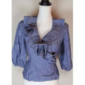 Lauren Jeans co. Ralph Lauren  Wrap Ruffle Top